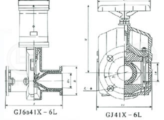 GJ6B41X-6L常闭型气动管夹阀 GJ41X-6L管夹阀 外形尺寸图