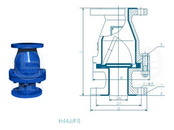 H44J/FS衬胶、衬氟旋启式止回阀 外形尺寸图