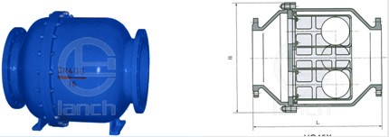HQ45X双球微阻球形止回阀 外形尺寸图