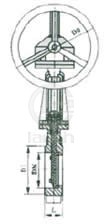 PZ543X/H/F-6/10/16伞齿轮夹式刀形闸阀 外形尺寸图1