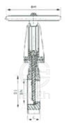 PZ43N/Y/F-10/16R手动对夹式刀形闸阀 外形尺寸图1